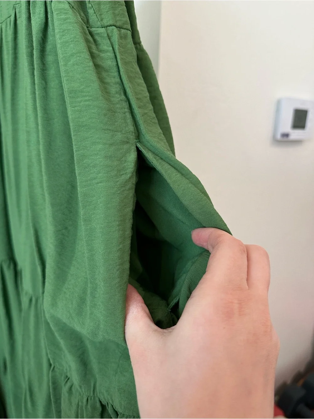Abercrombie & Fitch Olive Green Tiered Midi Dress